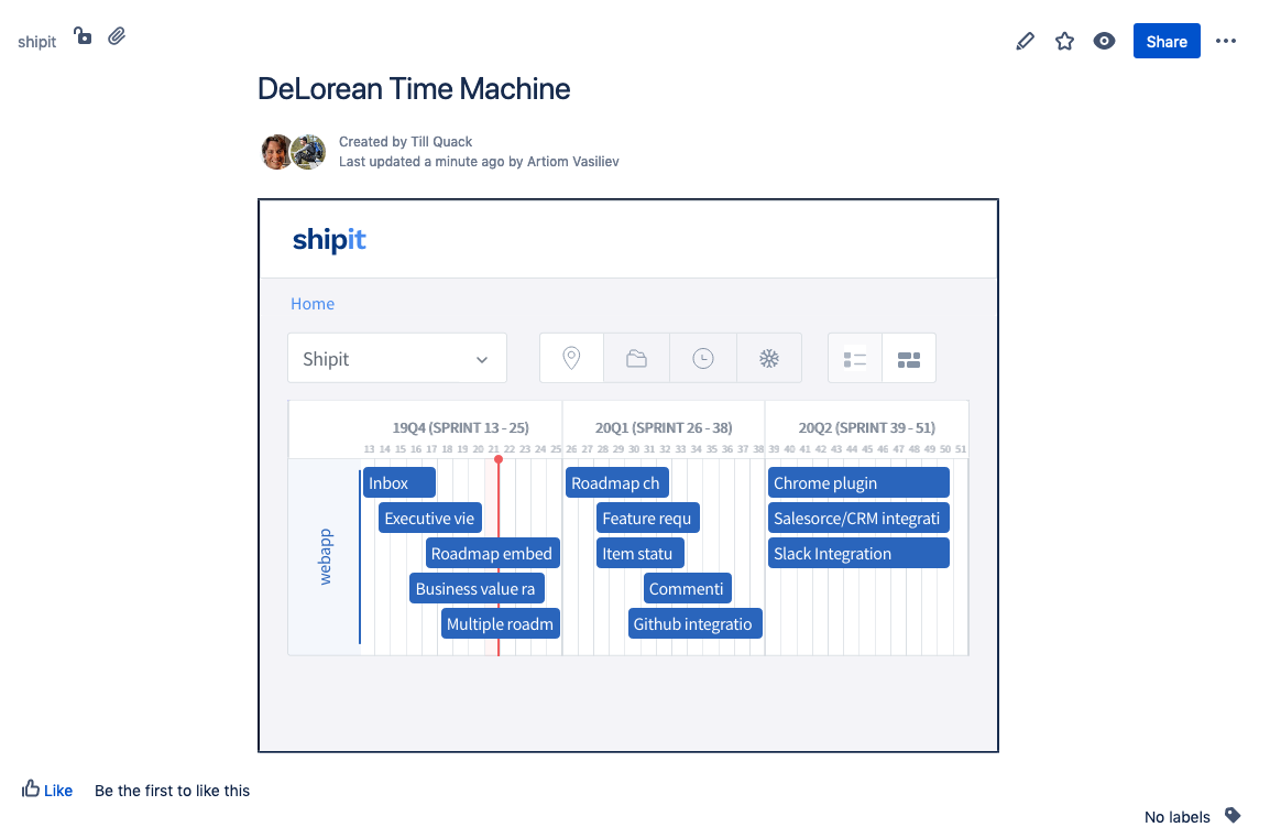 Image How to embed your shipit roadmap in Confluence